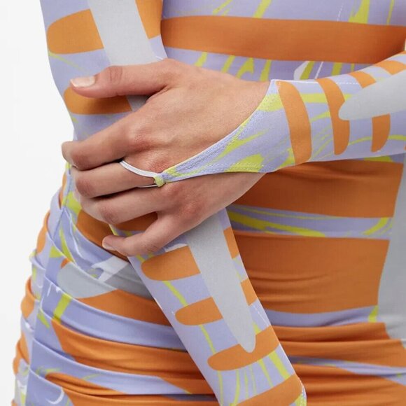 Maisie Wilen Womens Orbit City Dress Medium Purple Wifi Orange Asymmetric - Picture 2 of 14